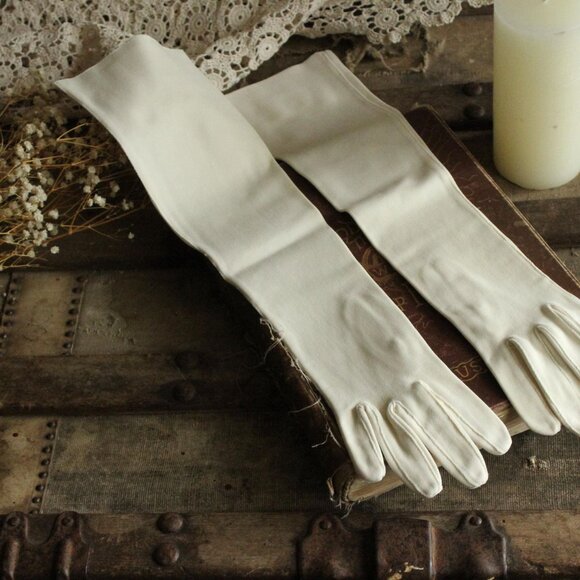 Vintage 1950s 1960s Gloves, White Opera Elbow Length - Picture 10 of 15